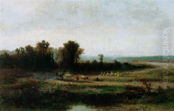 A Cowherd With Cattle In A Landscape Oil Painting by Johannes Warnardus Bilders