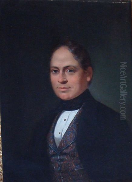 Portrait D'homme Au Gilet Cachemire Oil Painting by John Joseph Bilfeldt