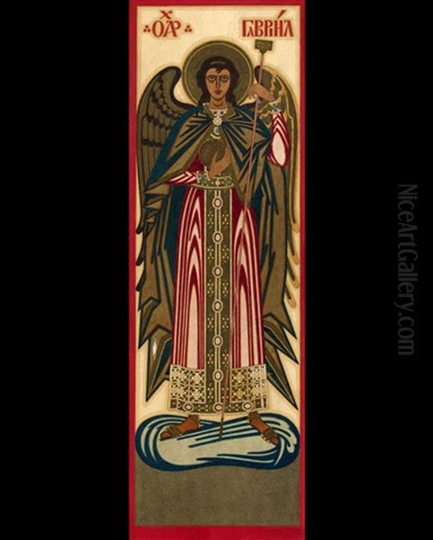 The Archangel Gabriel Oil Painting by Ivan Yakovlevich Bilibin