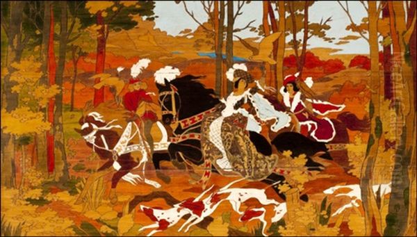 The Hunt Oil Painting by Ivan Yakovlevich Bilibin