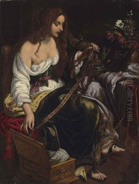 A Female Allegory Oil Painting by Giovanni Bilivert