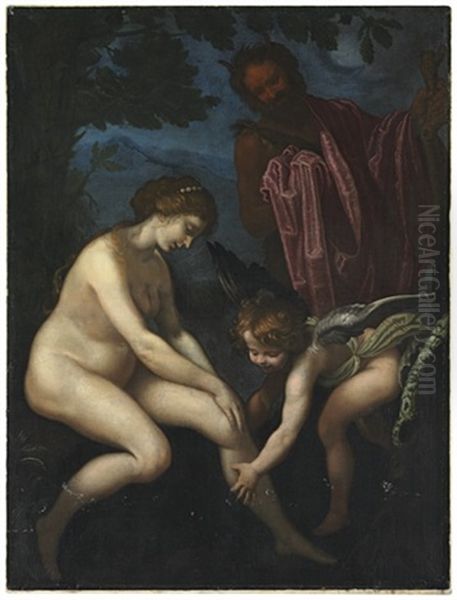 Venus, Cupid And Pan Oil Painting by Giovanni Bilivert