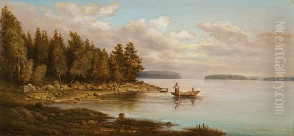 Onthe Lake Oil Painting by Rudolf Akerblom