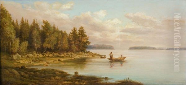 Kalastajat. Oil Painting by Rudolf Akerblom