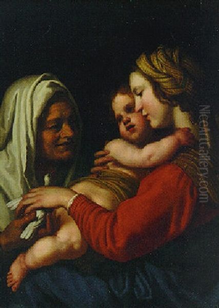 The Madonna And Child With Saint Anne Holding A Dove Oil Painting by Giovanni Bilivert