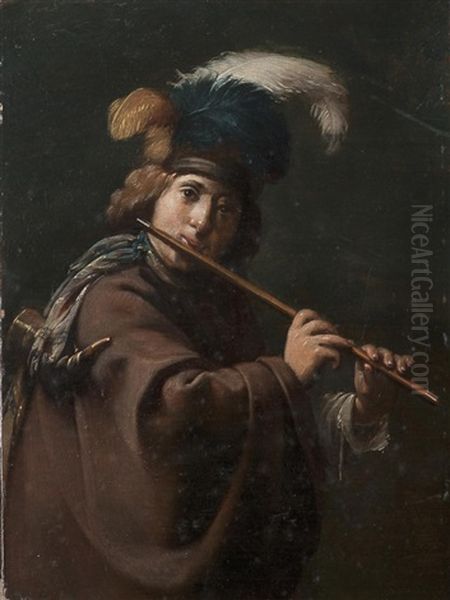 Le Joueur De Flute Oil Painting by Jan Van Biljert