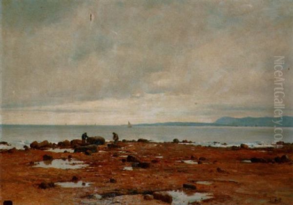 Les Pecheurs A Maree Basse Oil Painting by Louis-Lina Bill