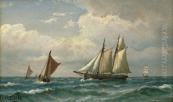 Frischer Sommertag Mit Segelschiffen Im Sundet Oil Painting by Carl Ludwig Bille