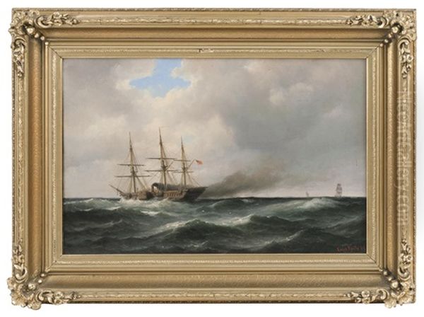 The U.s.s. Mississippi Oil Painting by Carl Ludwig Bille