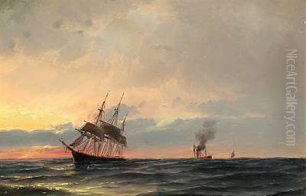 Aften Efter Storm Oil Painting by Carl Ludwig Bille