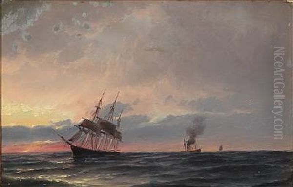 Aften Efter Storm Oil Painting by Carl Ludwig Bille