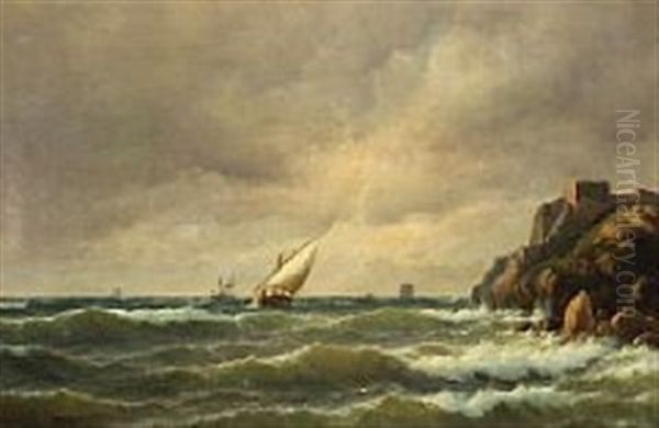 Seacape Oil Painting by Carl Ludwig Bille