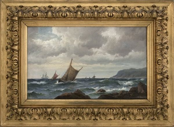 Segelskutor Vid Kullaberg Oil Painting by Carl Ludwig Bille