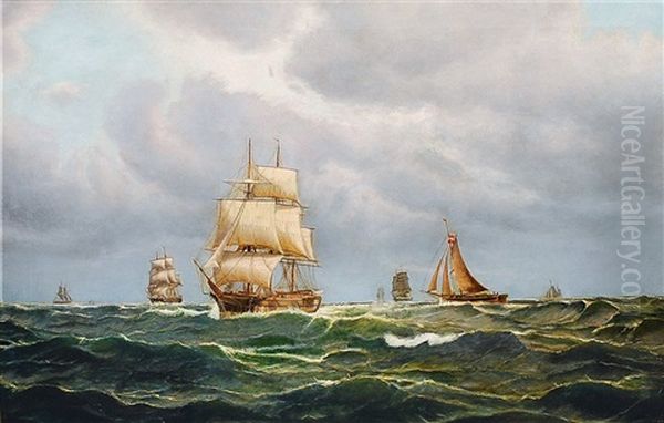 Segler Auf See Oil Painting by Carl Ludwig Bille