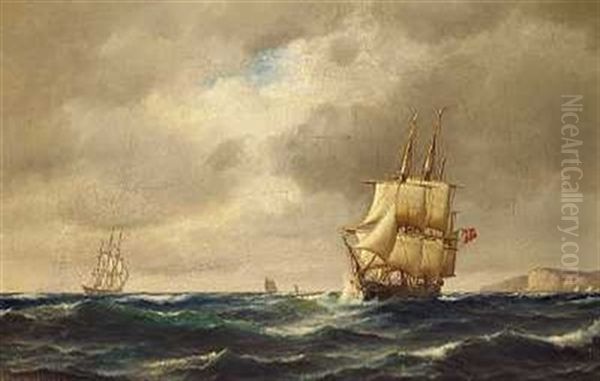 Sejlskibe Pa Havet Oil Painting by Carl Ludwig Bille