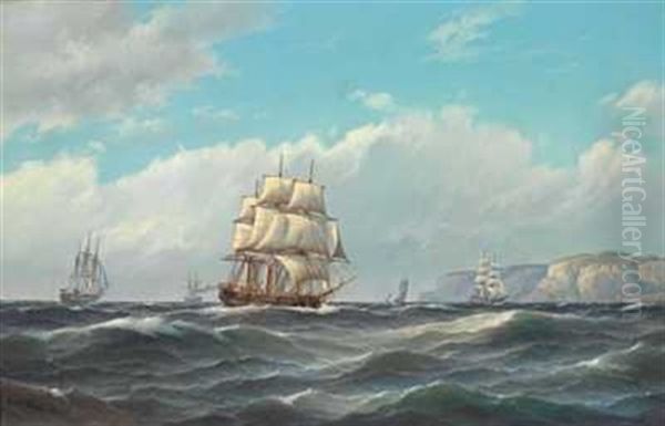 Skibe Ud Fra Norge Oil Painting by Carl Ludwig Bille