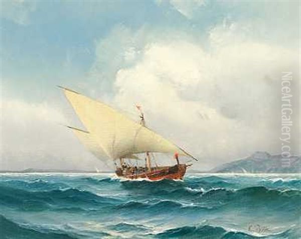 Sejlskib I Middelhavet Oil Painting by Carl Ludwig Bille