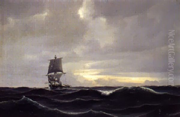 Et Skibsvrag I Biscayen Oil Painting by Carl Ludwig Bille