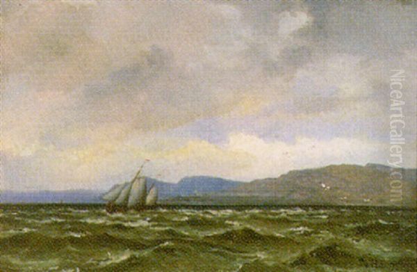 Marine Udfor Klippekyst Oil Painting by Thorben Viking Bille