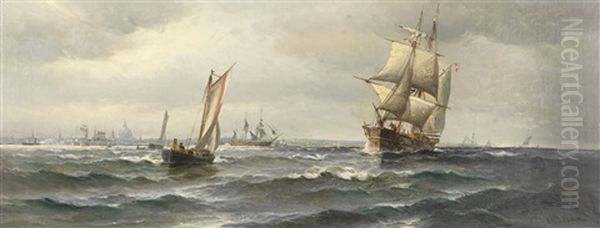 Segelschiffe Vor Kopenhagen Oil Painting by Vilhelm Victor Bille