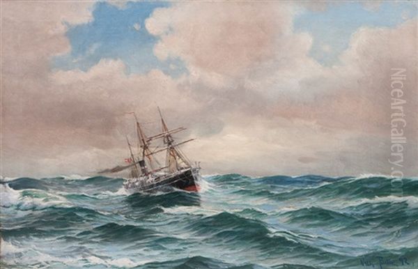 Postdampfer Auf Dem Weg Nach Gronland Oil Painting by Vilhelm Victor Bille