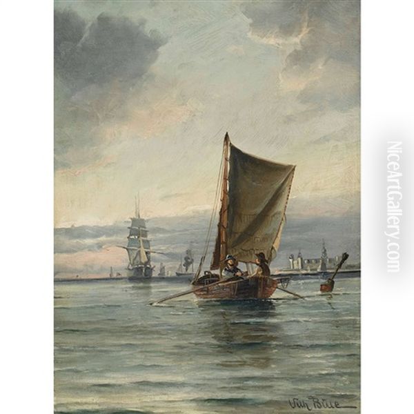 Segelschiffe Auf Ruhiger See Oil Painting by Vilhelm Victor Bille