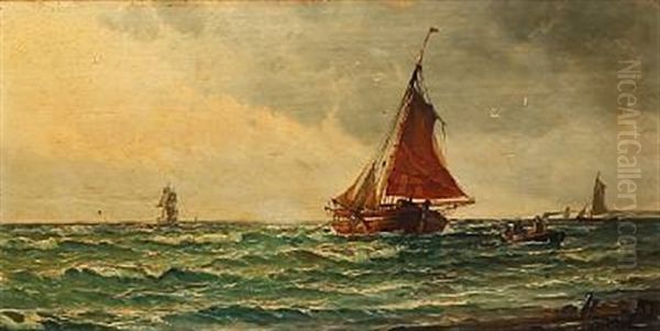 Coastal Scene With Sailing Boats by Vilhelm Victor Bille