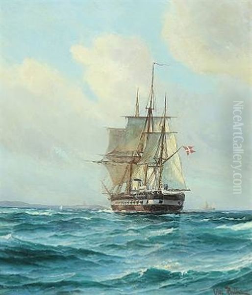 The Frigate Jutland Oil Painting by Vilhelm Victor Bille