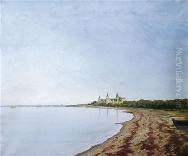 Schlos Kronborg In Helsingor In Danemark Oil Painting by Vilhelm Victor Bille