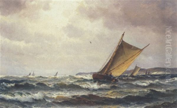 Fiskerbade Ved Kullen Oil Painting by Vilhelm Victor Bille