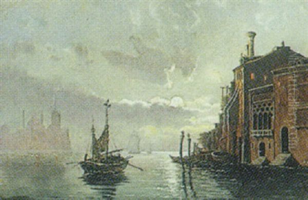 Marine, Parti Fra Venedig Ved Maneskin Oil Painting by Vilhelm Victor Bille