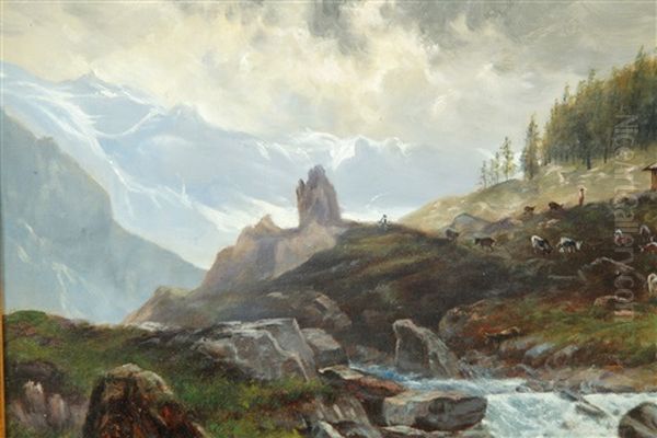 Mountain Landscape Oil Painting by Frederick William Billing