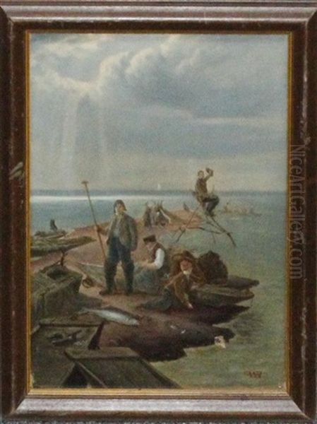 Fisherman Oil Painting by Frederick William Billing