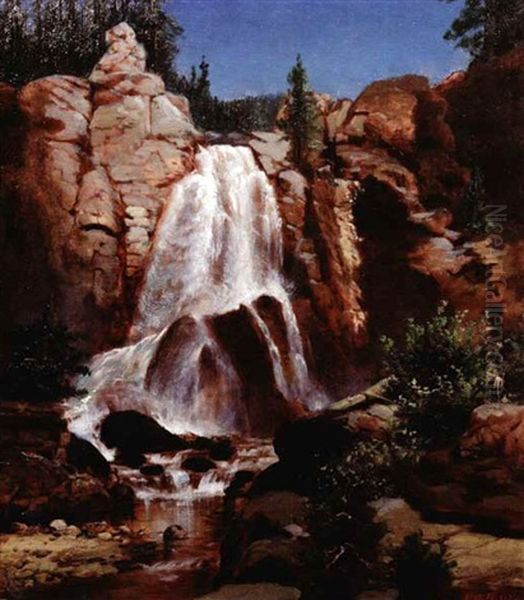 Western Waterfall Oil Painting by Frederick William Billing