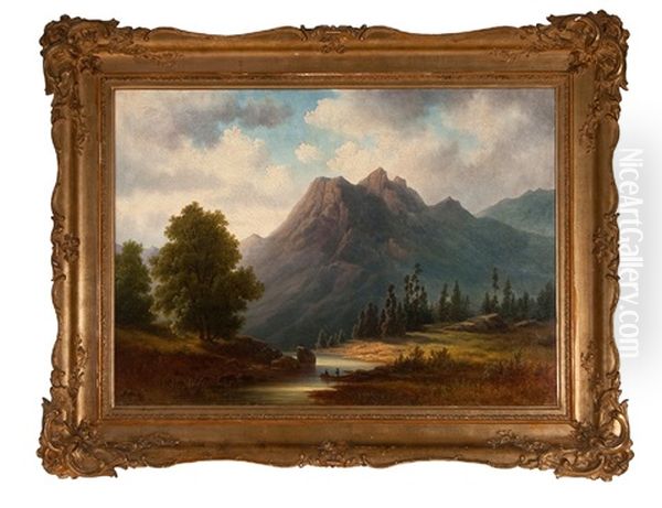 Swiss Landscape With Mountain by Lars Theodor Billing