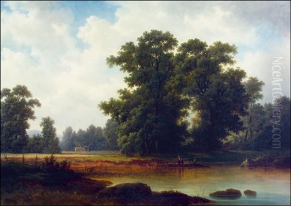 Laiturilla Oil Painting by Lars Theodor Billing