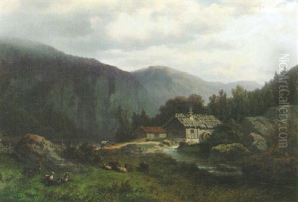 Maisema Norjasta Oil Painting by Lars Theodor Billing