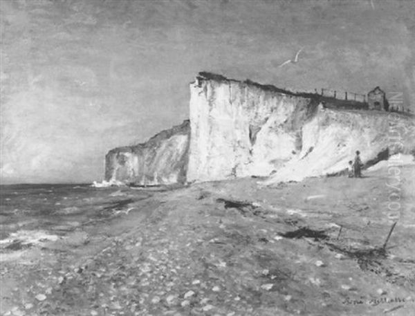 Etretat, La Plage Oil Painting by Rene Billotte