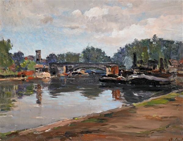 Am Seineufer Oil Painting by Louis Francois Biloul