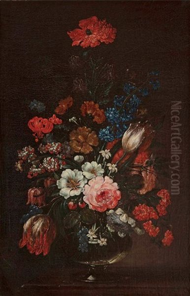 Coppia Di Vasi Di Fiori Oil Painting by Bartolommeo Bimbi