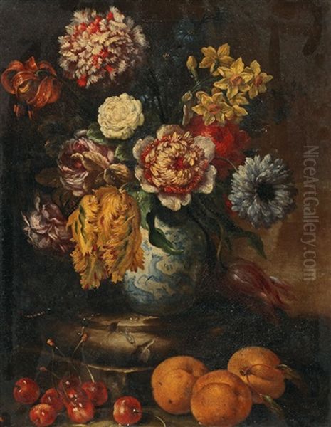 Still Life With Flowers In A Porcelain Vase Oil Painting by Bartolommeo Bimbi