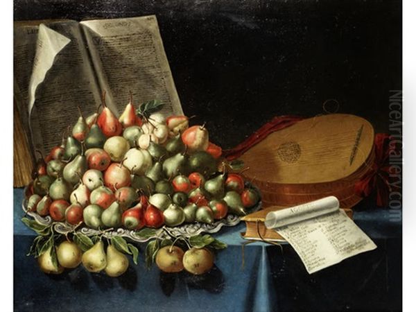 Pears Of June And July (+ And Pears Of August; Pair) Oil Painting by Bartolommeo Bimbi