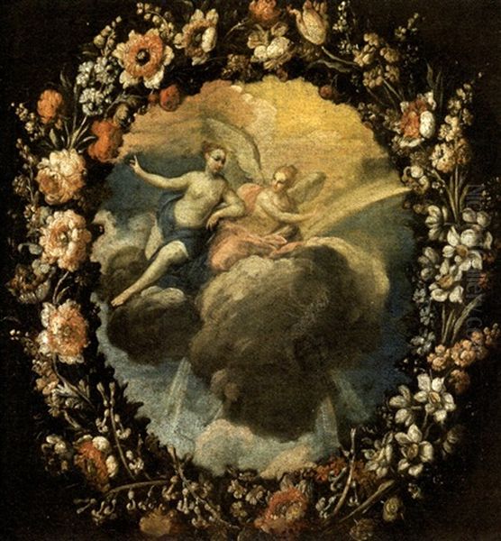 Perseus And Andromeda (+ Aurora In Floral Surrounds; 2 Works) Oil Painting by Bartolommeo Bimbi