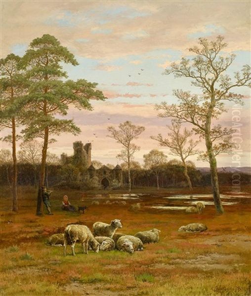 Abendstimmung Am Niederrhein Oil Painting by Caesar Bimmermann