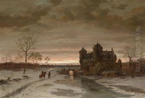 Romantische Winterlandschaft Oil Painting by Caesar Bimmermann