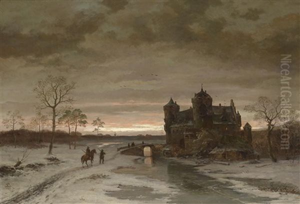 Romantische Winterlandschaft Oil Painting by Caesar Bimmermann