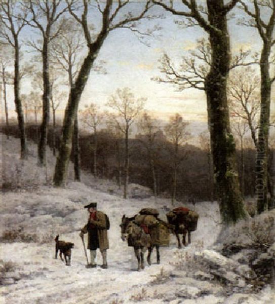 Winterabend Oil Painting by Caesar Bimmermann