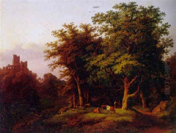 Sommerliche Weidelandschaft Oil Painting by Caesar Bimmermann