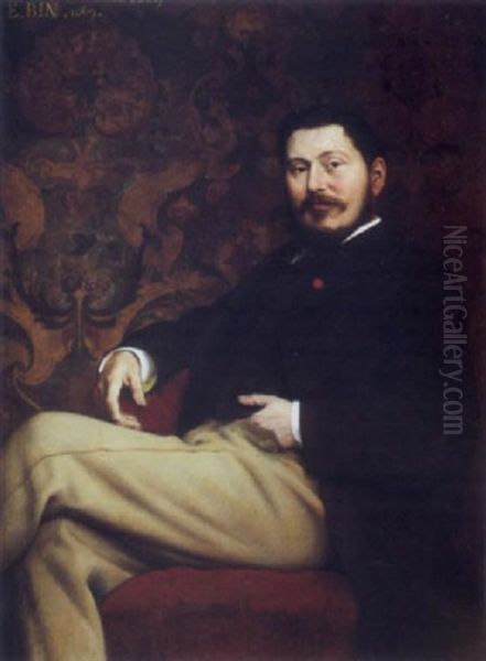 Portrait De Monsieur J. Savoy Oil Painting by Emile Jean Baptiste Philippe Bin