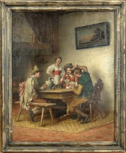 Joueurs De Cartes Oil Painting by Alois Binder